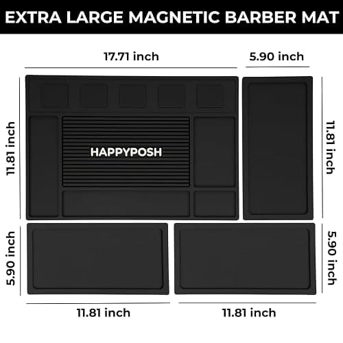 HAPPYPOSH Magnetic Barber Mat, Large Magnetic Barber Mats For Clippers and Supplies, Barbershop Pad for Station, Beauty Salon Table Matt, Tool Organizer for Pro Hairstylist, 4PCS thumbnail 6