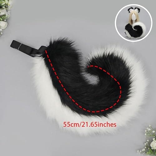 Dog Ears Headband and Tail Set Faux Fur Animal Cosplay Party Costume Accessories thumbnail 8