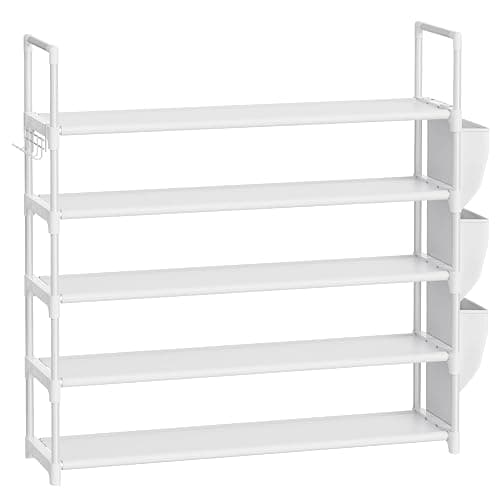 VILICK Shoe Rack for Closet Shoe Organizer Space Saver Storage for 20-25 Pair Shoe Shelf with Hook and Side Pocket Free Standing 5 Tier Shoe Rack Organizer for Entryway,Small Spaces, White thumbnail 8