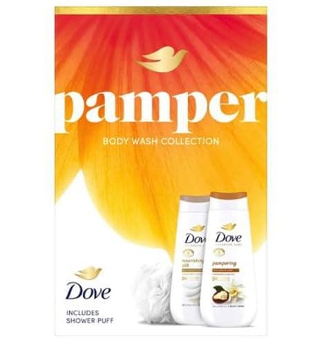 Dove Pamper Duo Gift Set, Advanced Care Body Wash Set with Shower Puff, 2 x 225ml thumbnail 2