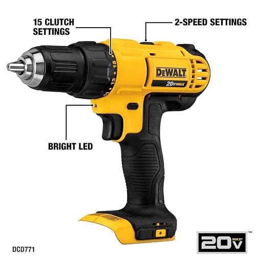 DEWALT 20V MAX Cordless Drill and Impact Driver, Power Tool Combo Kit , Includes 2 Batteries, Charger and Bag (DCK240C2) thumbnail 3