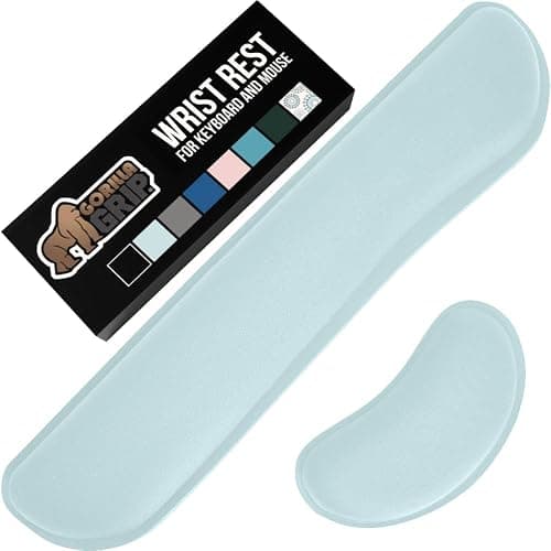 GORILLA GRIP Silky Gel Memory Foam Wrist Rest for Computer Keyboard, Mouse, Ergonomic Design for Typing Pain Relief, Desk Pads Support Hand, Arm, Mousepad Rests, Stain Resistant, 2 Piece Pad Sky Blue - Image 1
