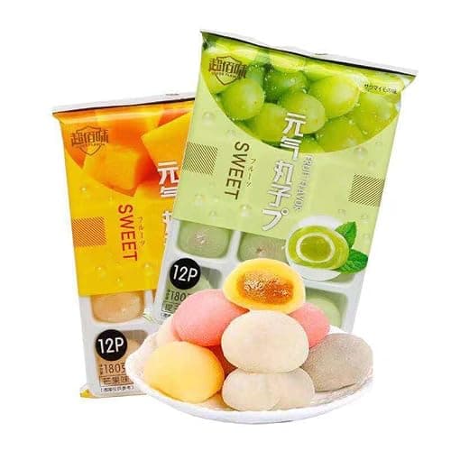 Japanese Mochi,Fruit Rice Cake (540 GM) Mixed Strawberry Mango Grape Flavor,Traditional Confectionary Dessert Mochi,Delicate Taste, Suitable for Young and Old (3 bags) thumbnail 7