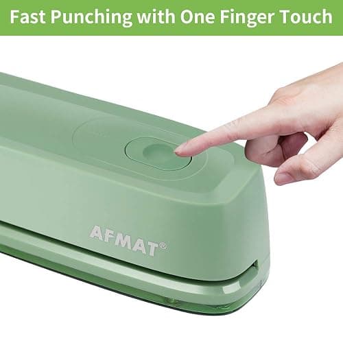 AFMAT Electric 3 Hole Punch, 20-Sheet 3 Hole Puncher for Binder, Effortless Punching, 9/32" Hole Diameter, Paper Hole Puncher 3 Hole Heavy Duty, for Office/School/Studio, AC or Battery Operated, HP10 thumbnail 2