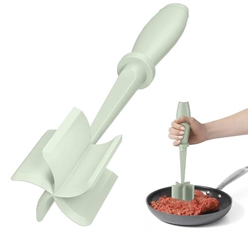 Meat Chopper, Hamburger Grinder, Premium Heat Resistant Smasher for Ground Beef, Burger Grinder Nylon Potato Mix Tool-Green - Image 1