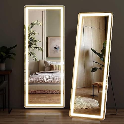 NEWBULIG Full Length Mirror with Stand 21"×64", LED Light Floor Standing with 3 Color Lighting for Bedroom Body Hanging Modern Simple Home Decor Wall Living Room Cloakroom thumbnail 2