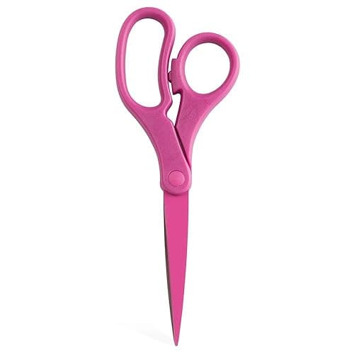JAM PAPER Multi-Purpose Precision Scissors - 8 Inch - Fuchsia Pink - Ergonomic Handle & Stainless Steel Blades - Sold Individually - Standard (8 Inch) - Pink