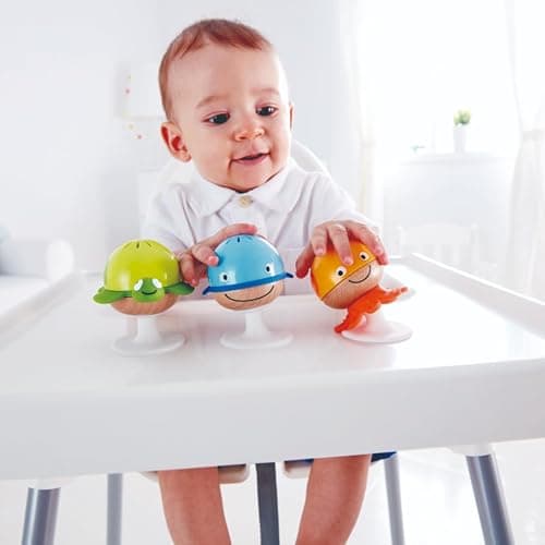 Hape Put-Stay Rattle Set | Three Sea Animal Suction Rattle Toys, Baby Educational Toy Set thumbnail 2