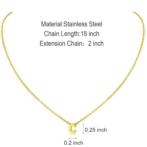 MOMOL Tiny Initial Necklace 18K Gold Plated Small Letter Necklace Personalized Name Necklace for Women thumbnail 4