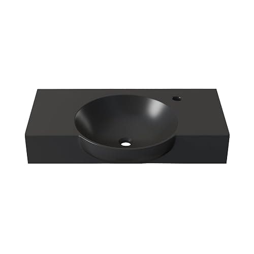 Swiss Madison Chateau 30" Wall-Mounted Sink Center Basin with Right Side Faucet Mount in Matte Black - Image 1