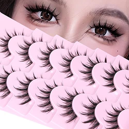 Manga Lashes Natural Look Anime Lashes Cosplay False Eyelashes with Clear Band 3D Wispy Eyelashes Asian Japanese Korean Style Manhua Lashes Look Like Individual Clusters Pack by EYDEVRO - Clear Band - Image 1