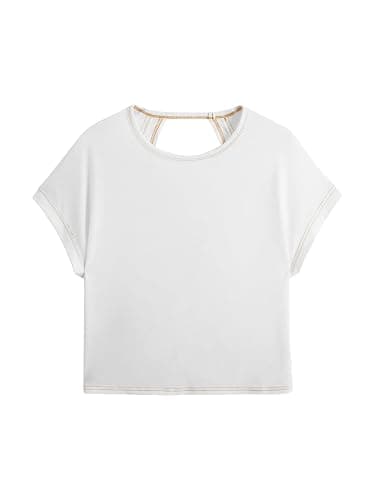 RoseSeek Women's 3 Packs Open Back Tops T Shirt Criss Cross Cut Out Tee Short Sleeve Crewneck Summer Backless Tops thumbnail 4