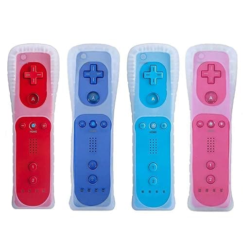 Tevodo Wii Remote Controller, 4 Packs Upgrade Wireless Controller Compatible with Wii Wii U(Red Blue Pink Deep Blue) - Image 1