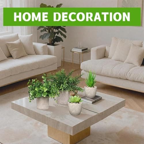 Artificial Plants Indoors in Pots, 4 Set Small Fake Plants, Plastic Eucalyptus, Rosemary, Mini Succulents Faux Plant for Office Desk Decor, Bedroom, Bathroom, Kitchen, Home Decoration. thumbnail 9