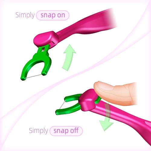T.Smile Kids Evolutionary Clean Dental Flosser Kit, Child-Sized Handle & Refills, Fluoride Free, for Ages 3+, (Green Handle + 120 Refills) thumbnail 3
