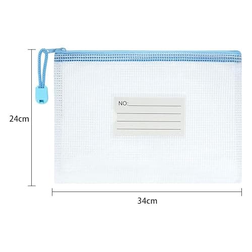 Vicloon 10pcs A4 Plastic Wallets, White/Pink/Yellow/Blue/Green, Zip Lock Bags Mesh Document Wallets with Label Pocket for School, Office, Homework Storage thumbnail 3