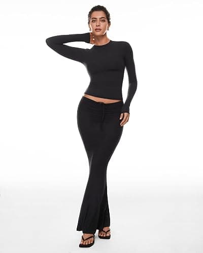INLYRIC Women's Inbarely Soft Long Sleeve T-Shirts Crew Neck Basic Tees Slim Fitted Going Out Tops Trendy Fall Outfits thumbnail 2