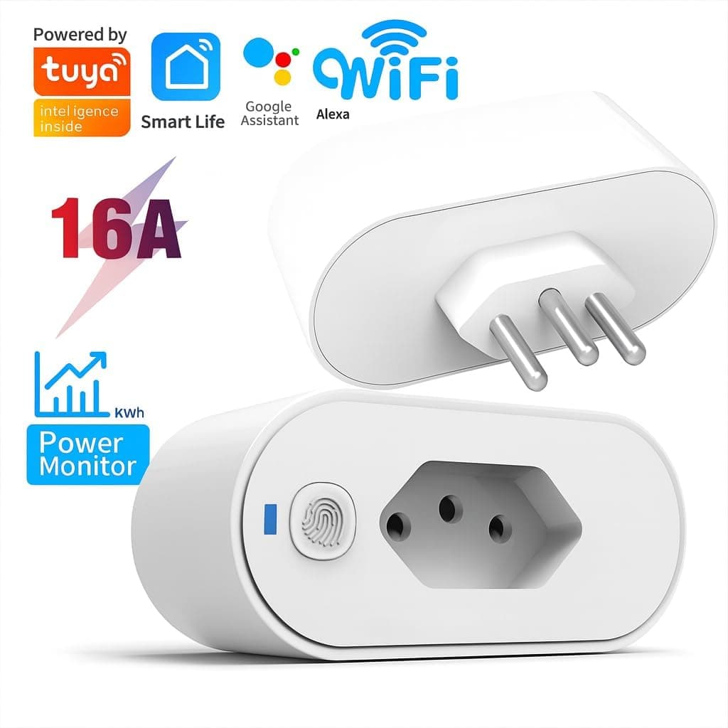 Tomada Inteligente Wi Fi Bivolt Smart Plug Com Monitor De Consumo Compatível Com Alexa Google Home App Tuya Smart Life Automação Residencial Linha A Premium thumbnail 2