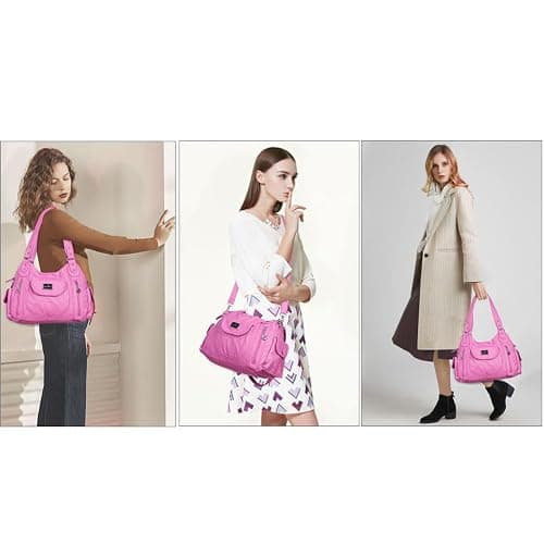Angel Kiss Purses for Women, Large Shoulder Bag Hobo Tote Purse Mutipocket Faux Leather Satchel Hobo Purse thumbnail 2