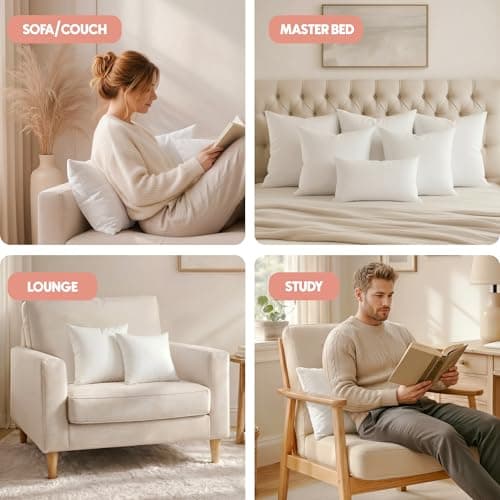 Utopia Bedding 18x18 Pillow Inserts, Set of 2, White – Indoor Decorative Throw Pillows for Bed, Sofa & Couch – Soft, Supportive & Fluffy Cushion Inserts thumbnail 5