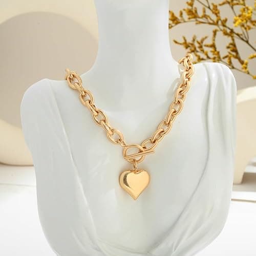 CLASSYZINT 18K Gold Plated Coin Lion Head Pendant Necklace Chunky Paperclip Choker Necklace For Gifts On Birthday Holidays For Women Girls thumbnail 6