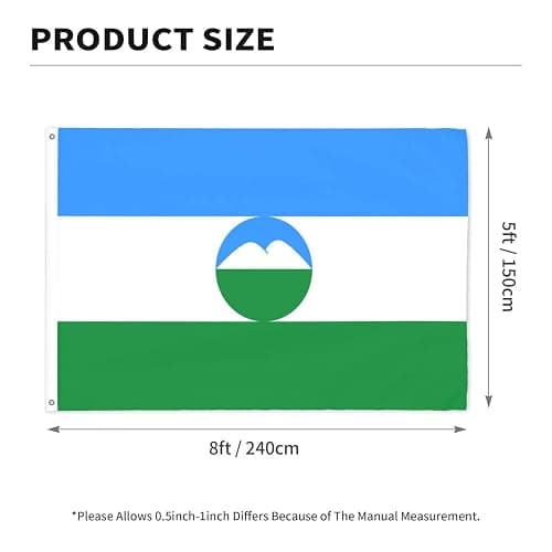 POOEDSO Flag Of Kabardino-Balkaria Flags 5x8 Ft Outdoor Double Sided Flag Polyester Lightweight Flags Funny Home Yard Decoration 5by8 Flags thumbnail 3
