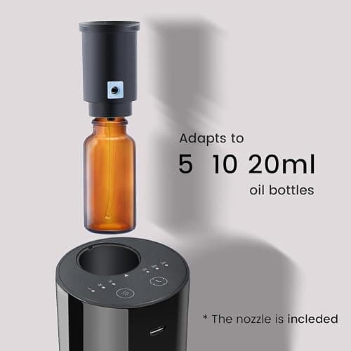 Cavir Diffuseur d'huiles essentielles sans Eau, Mini Machine à air Portable Aromathérapie, Charge USB Arrêt 1/2/3H, 3 Niveaux de Brume, pour Maison, Voiture, Bureau thumbnail 4