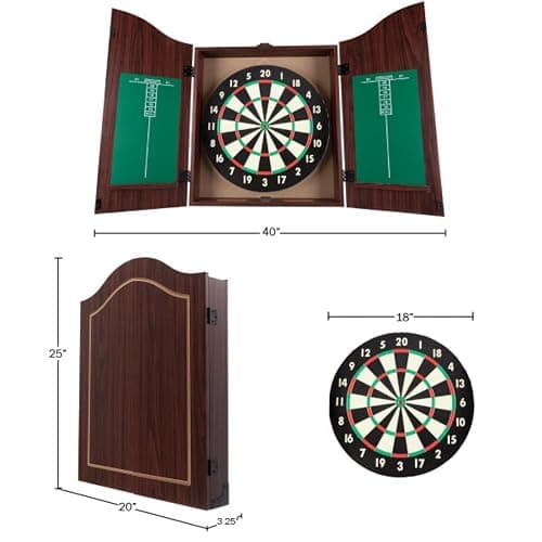 Dart Board Cabinet Set with 18-inch Dartboard, 6 Steel-Tip Darts, and Chalkboard Scoring for Game Rooms, Man Caves, and Home Bars by Trademark Poker thumbnail 7