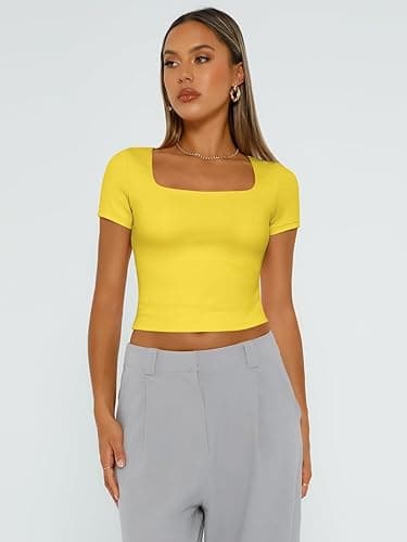 Trendy Queen Tshirts Shirts for Women Double Lined Going Out Crop Tops 2025 Spring Summer Workout Y2k Clothes Beach Fashion thumbnail 3