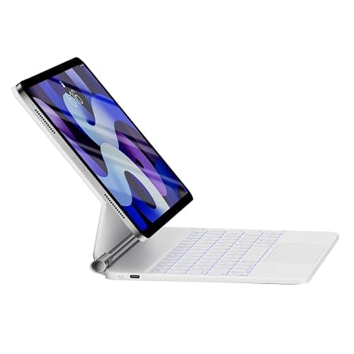 HOU Keyboard Case for iPad Air 11 inch 2025 (M3)/2024 (M2)&iPad Pro 11 Inch(4th/3rd/2nd/1st) Gen 2022,iPad Air 5th&4th Generation Case with Keyboard,Magic-Stand, Multi-Touch Trackpad,Backlight,White - Image 1