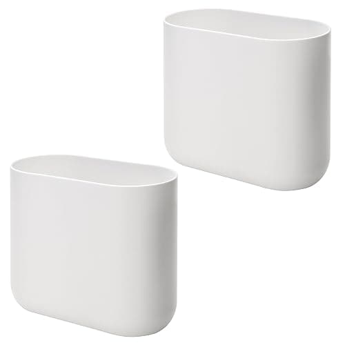 iDesign Small Slim Plastic Bathroom Trash Can, Garbage Can for Bedroom, Office, Desk, Dorm, 2-Pack, White thumbnail 8