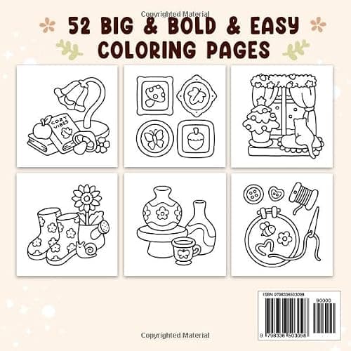 Cozy & Cute: Coloring Book for Adults and Teens, Bold and Easy Designs for Relaxation with Hygge Inspirations (Bold & Easy Coloring) thumbnail 2