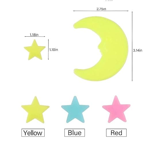 200 Pcs Colorful Glow in The Dark Luminous Stars and Moon Fluorescent Noctilucent Plastic Wall Stickers Murals Decals for Home Art Decor Ceiling Wall Decorate Kids Bedroom Room Decorations thumbnail 4
