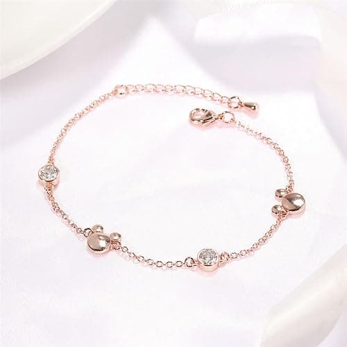Dainty Mouse Bracelet Crystal Cubic Zirconia Mice Animal Adjustable Chain Hand Wrist Bracelets Cute Jewelry Gifts for Women Christmas Birthday thumbnail 3