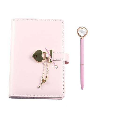 CLDURHGE Diario con Cerradura y Llave en Forma de Corazón, Rosa A6 Cuaderno Secreto, Diario Secreto para niña, Set de Regalo, Cuaderno con candado de corazón, 1 Unidad, 190x120mm, Color Rosa - Image 1