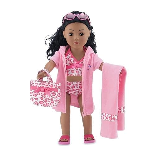 Emily Rose 18-inch Doll Clothes 6-Piece Tankini Bathing Suit Swimsuit Gift Set Including Sunglasses, Tote, and Sandals | Compatible with 18" American Girl Dolls | Doll NOT Included | USA Business