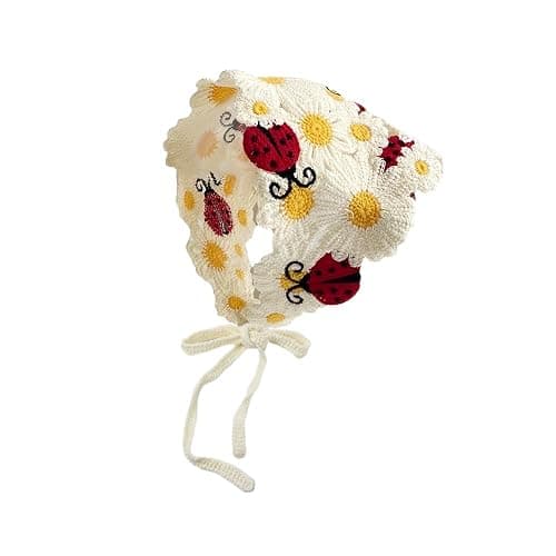 NOIAFZY 1Pcs Fashion Adorable Ladybug Crochet Headband Triangle Knit Hair Scarf Stylish for Women Accessory Pastoral Chic Style - Image 1
