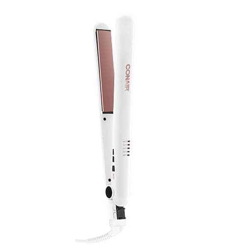 Conair Hair Straightener, Double Ceramic, 1" Extra-Long Plates | Double ceramic hair straightener for all hair types with 5 heat settings to 410°F, 30-second heat up & a claw clip - Image 1