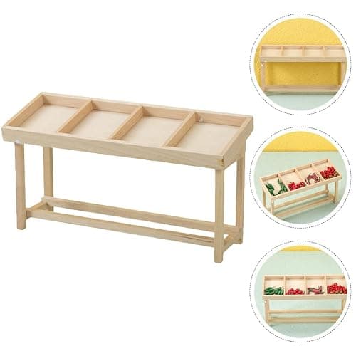 LUOZZY Miniature Wooden Shelf Food Display Miniature House Vegetable Fruit Shelf Figurine Mini Dollhouse Vegetable Rack Stall Model thumbnail 4