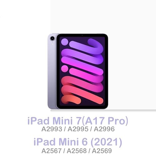 Feams Case for iPad mini 7 A17 Pro 2024/iPad Mini 6 2021, Slim Lightweight Trifold iPad mini 7 A17 Pro Case 8.3 Inch 2024 Clear Back Cover with Pencil Holder & Auto Sleep, Purple Blossom thumbnail 2