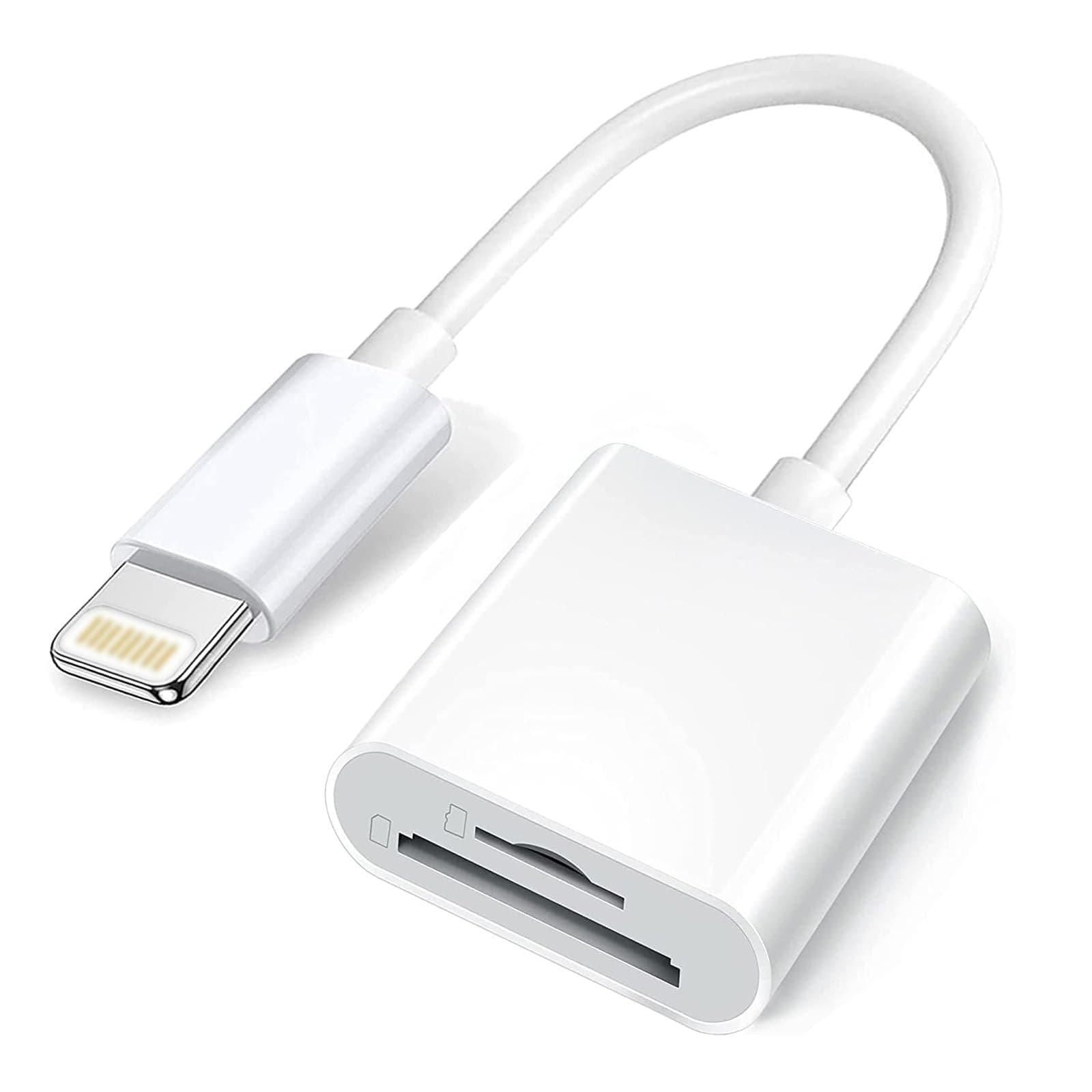 Apple Lightning to SD/TF Dual Card Slot Reader for iPhonePad, SD Card Reader for iPhone 2 in 1 Micro SD/TF Memory Card Adapter,Apple Lightning to SD & TF Card Reader to Phone - Image 1
