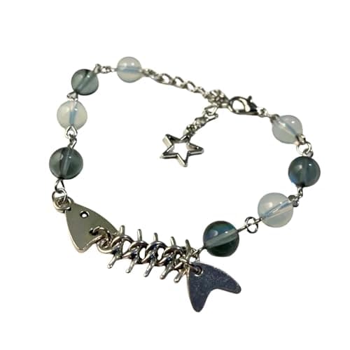 TYATVS Whimsy Twee Fish Bracelet for Women Whimsical Star Beaded Bracelets Y2k Aesthetic 2000s Punk Accessories - Image 1