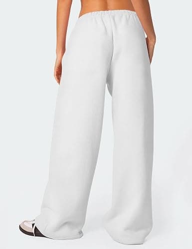 HeSaYep Women's Baggy Fleece Lined Wide Leg Sweatpants | Cotton Winter Warm Straight Leg Sweat Pants Comfy Y2k Casual Workout Pants with Pockets thumbnail 2