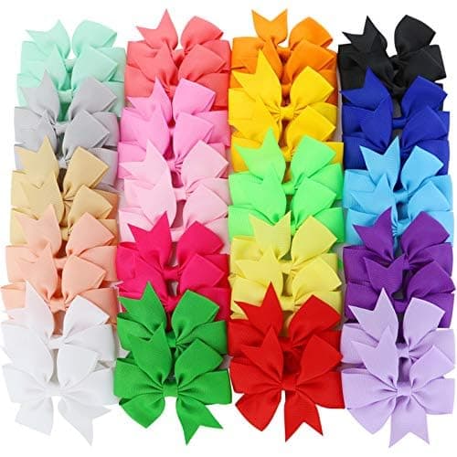 40Piece 3 Inch Boutique Grosgrain Ribbon Pinwheel Hair Bows Alligator Clips For Girls Babies Toddlers Accessories Teens In Pairs thumbnail 7