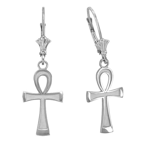 Certified 925 Sterling Silver Egyptian Ankh Cross Earrings thumbnail 2