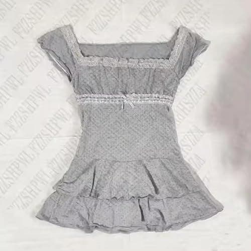 Grunge Emo Goth Shirts Y2k Lace Bow Coquette Babydoll Tops Women Vintage Graphic Tee 2000s Summer Crop Tops thumbnail 7