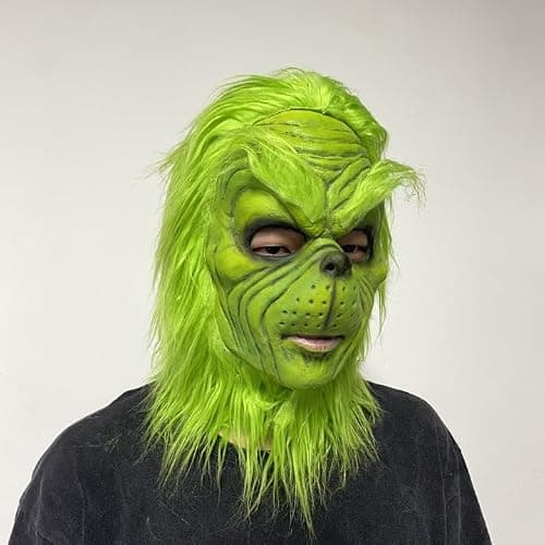 casapre Christmas Costume Mask Cosplay Mask Adult The Green Monster Mask Christmas Holiday Party Costume Mask (green mask) thumbnail 3
