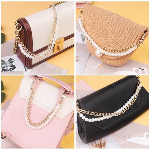 Gegraterwa Purse Chain Pearl Bag Chains Purse Charms with Gold Straps Bag Charms for Handbags(1) thumbnail 4