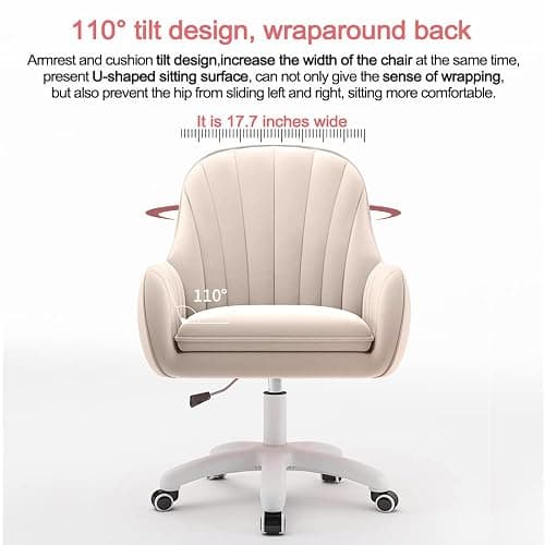 XUEGW Home Office Chair Computer Chair with Mid-Back Upholstered Modern Tufted Computer Task Chair Swivel Height Adjustable Velvet Accent Chair. thumbnail 7