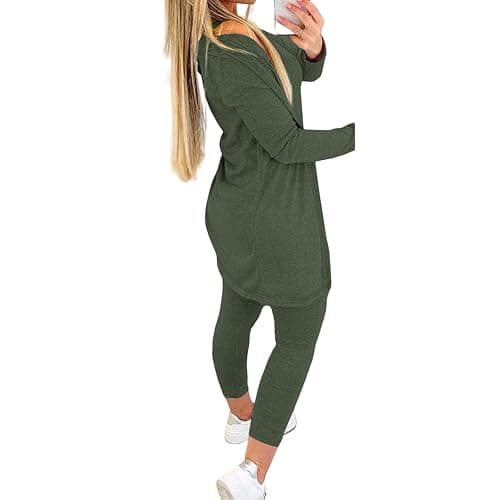 3 Piece Lounge Sets for Women Fall Fashion 2025 Outfits Tank Top Long Sleeve Cardigan and Pants Sets Loungewear thumbnail 2